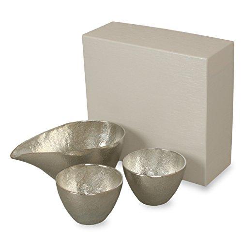 

Nousaku 100% Tin Sake Cup Set (2 Sake Cups, 1 Katakuchi Small)