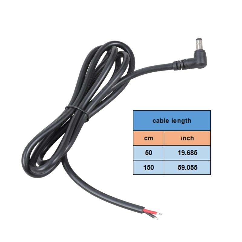 DC5.5mmx2.5mm Right Angle Male Plug Bare End Cable 16AWG Conversion Cord for LED Monitor Cameras Easy Installation
