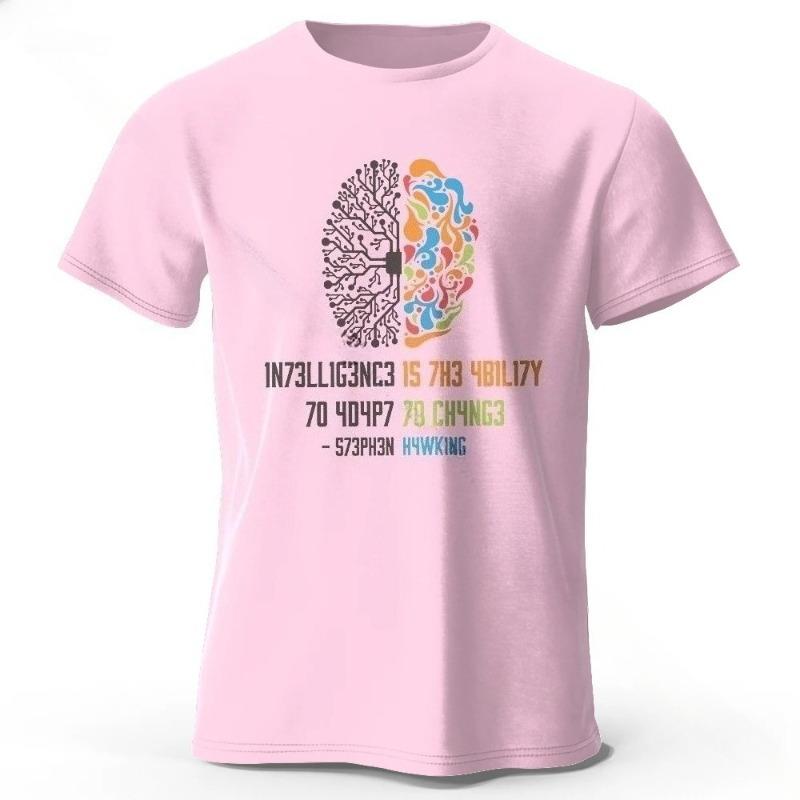 Funny Brain Power Printed 100 Cotton TShirt Soft  Breathable Casual Tops Round Neck Short Sleeve fashion Unisex Quirky Style