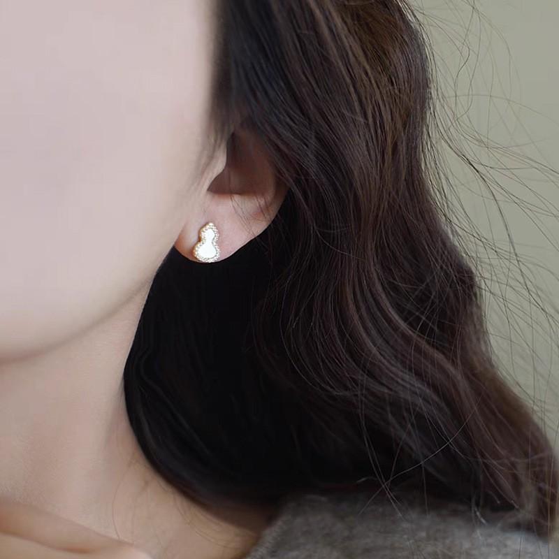 Sterling Micro Pave Pendant Earrings Women Lucky Red Green White Gourd Design New Chinese Style Minimalist Luxury