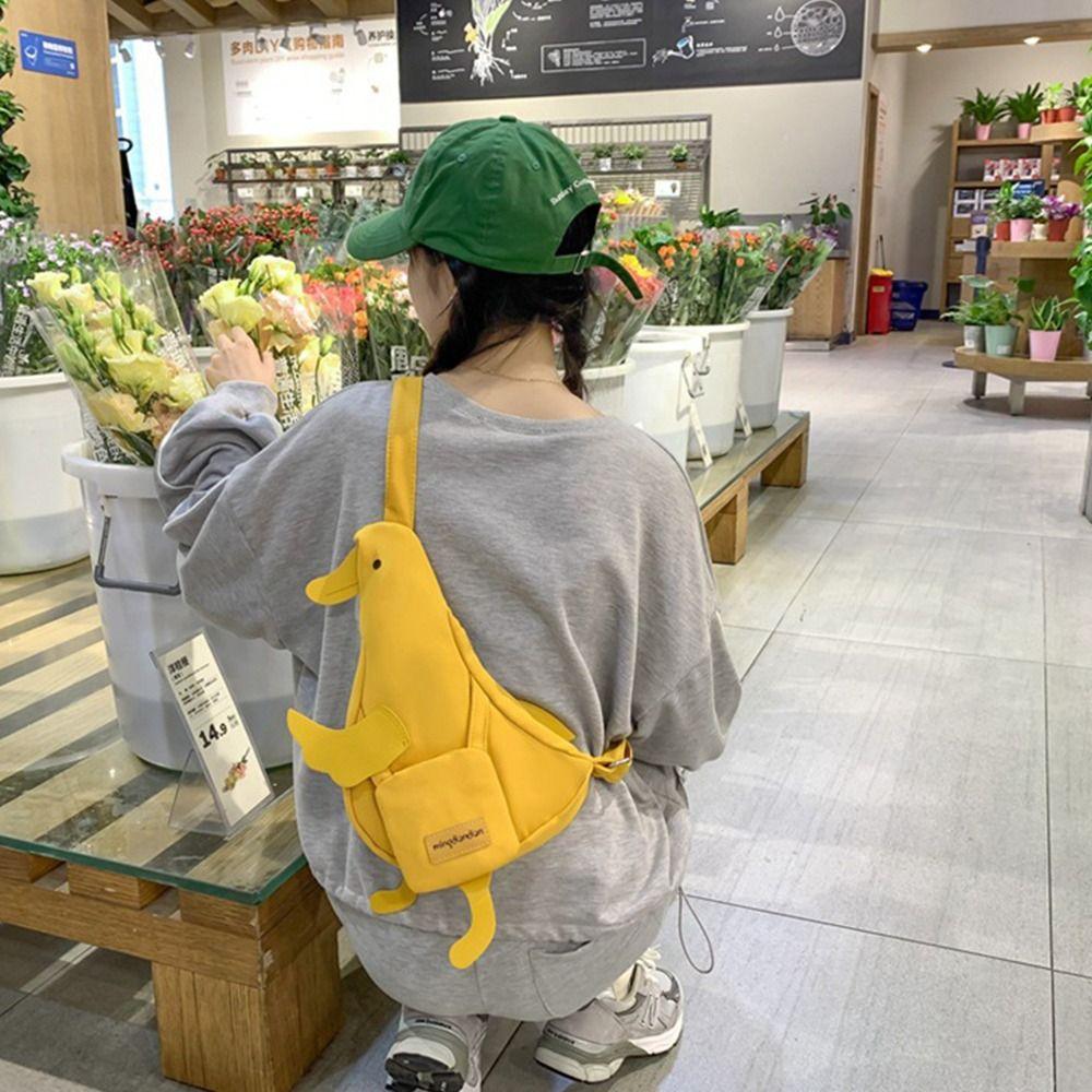 Cartoon Funny Duck Crossbody Bag Korean Style Cute Handbag Simple Small Messenger Bag  Women