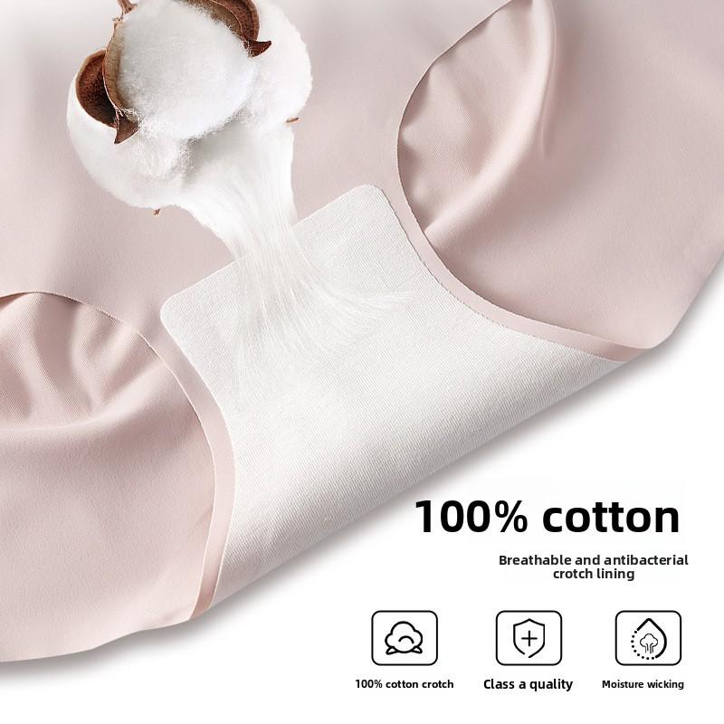 Women's Summer Sexy Antibacterial Ice Silk Cotton Crotches Quick Dry One Piece Type Light Permeable Briefs