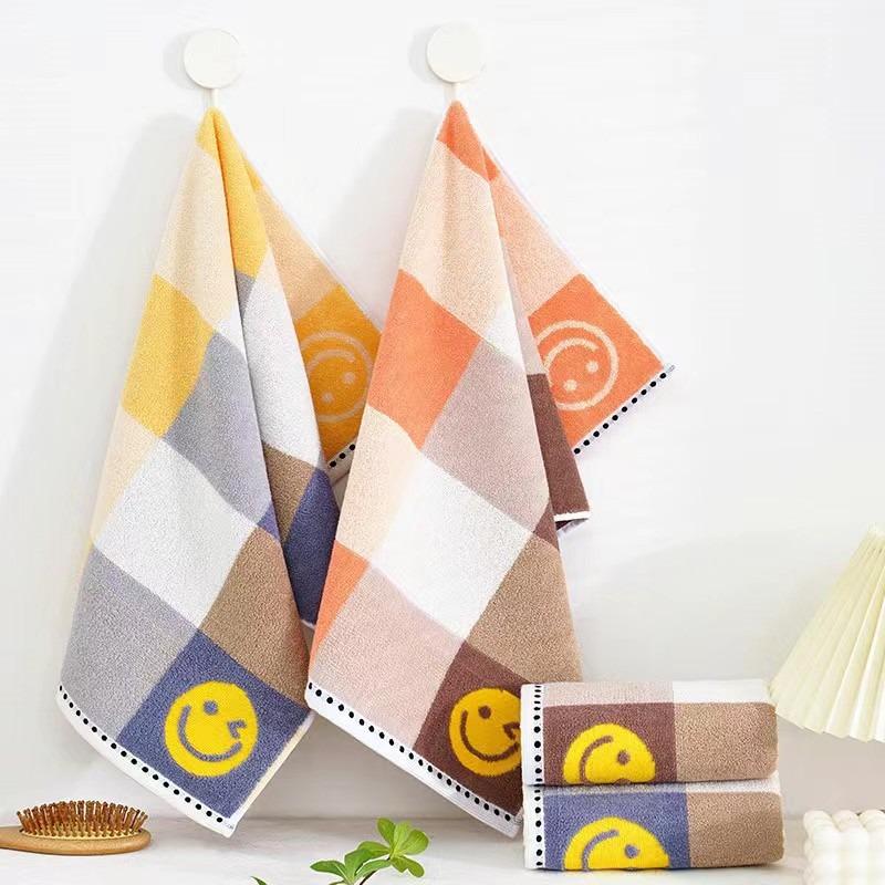 Striped Soft Absorbent Thickened Towel Pure Cotton Face Towel with Embroidery
