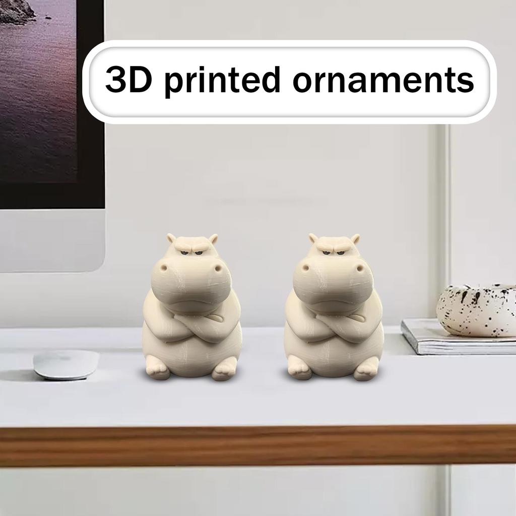 3D Printed Creative And Grumpy Hippo Cute And Home Decor Ornament