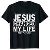 Men Fashion T Shirt Jesus Changed My Life Ask Me How Letter Print T Shirt Top Jesus Graphic Tee Shirt for Men Clothing