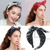 Boho Floral Print Headbands Bow Wide Brimmed Head Hoop For Women Vintage Elegant Headwear Cross Knot Hair Hoop For Vocation