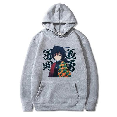 Japonia Anime Demon Slayer Tomioka Giyuu Nadruk Graficzny Bluza z Kapturem Plus Size Męska Damska Bluzy z Długim Rękawem Unisex Streetwear