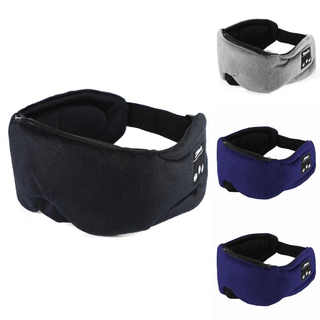 Light Blocking And Noise Reducing Plush Sleep Eye Mask With Bluetooth Earphones For Rest And Phone Calls