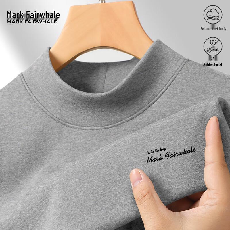 

MARK FAIRWHALE Men s Letter Print Semi-High Collar Base Layer T-Shirt 2XL