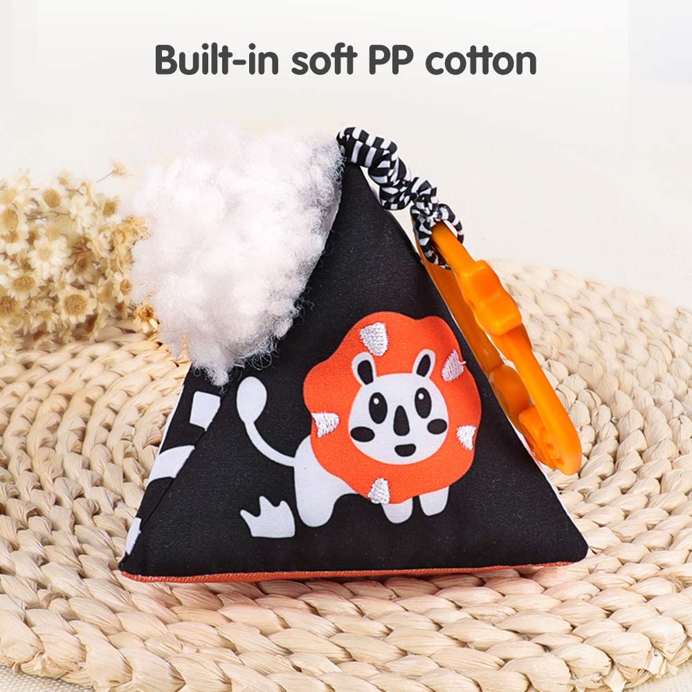 High Contrast Shapes Sets Baby Toys,Black and White Stroller Toy for Car Seat Baby Plush Rattles Rings Hanging Toy for Newborn,Toddlers Etc.(4Packs)