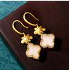 Influencer-Recommended Chinese Enamel Imitation Jade Clover Earrings