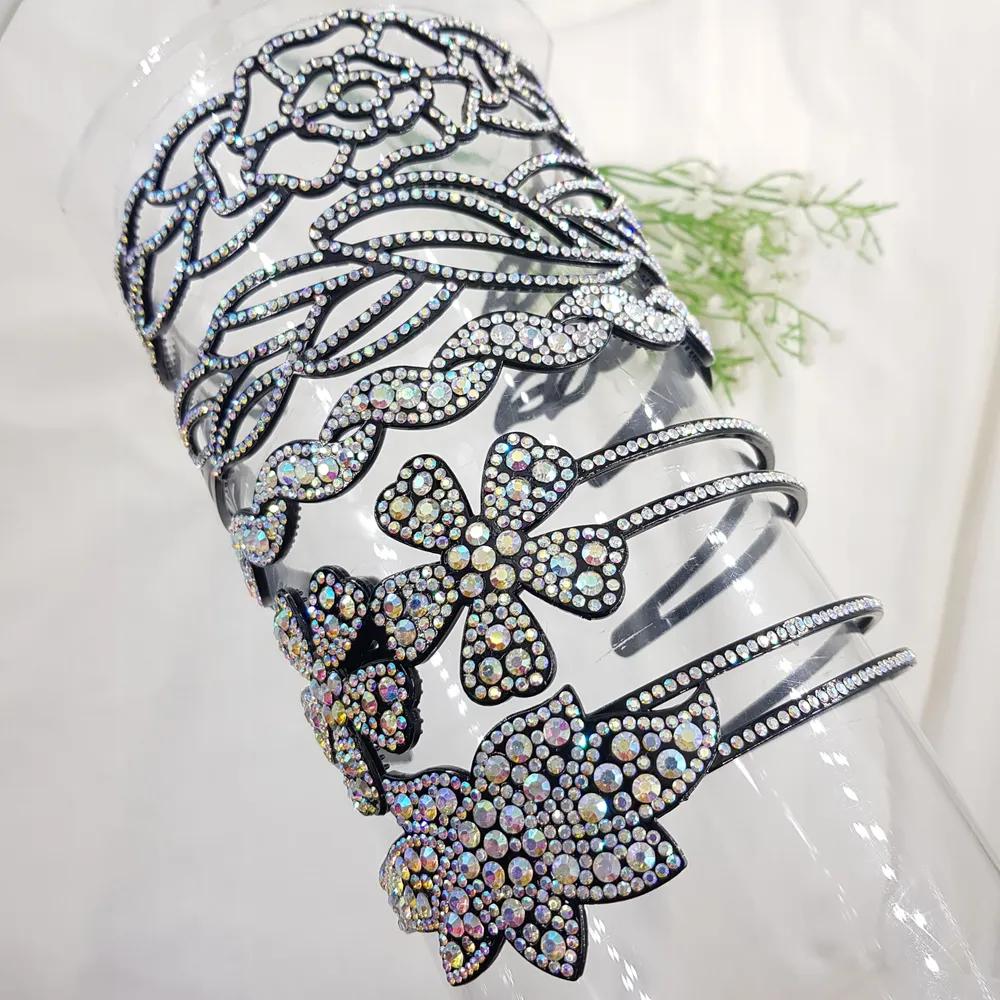 Oversized Flower Wave Cubic Black Updo Headband Hairband