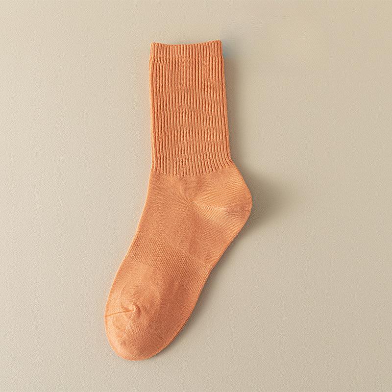 Female Autumn and Winter Solid Color Candy Color Waist Waist Sports High Tube Elastic Breathable Tube Cotton Socks
