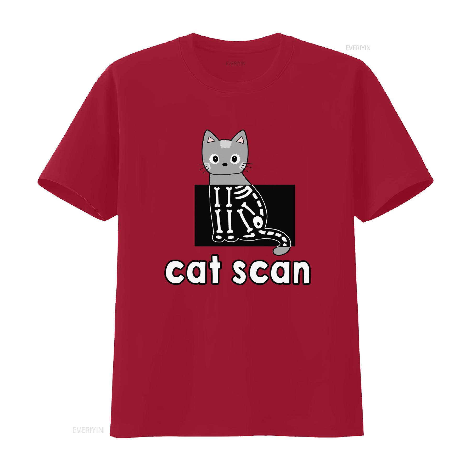 

Funny Cat Scan T Shirt for Radiology Techs Xray Grad with Cute Skeleton Design vintage Washed streetwear Top For Everyday Wear S