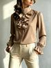 Women's 2025 European Style Ruffle Stand Collar Loose Shirt