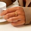 Fashion Minimalist Stainless Steel Ring for Women Men, Geometric Embossing Gold Plated Rings, Trendy Finger Jewelry Wedding