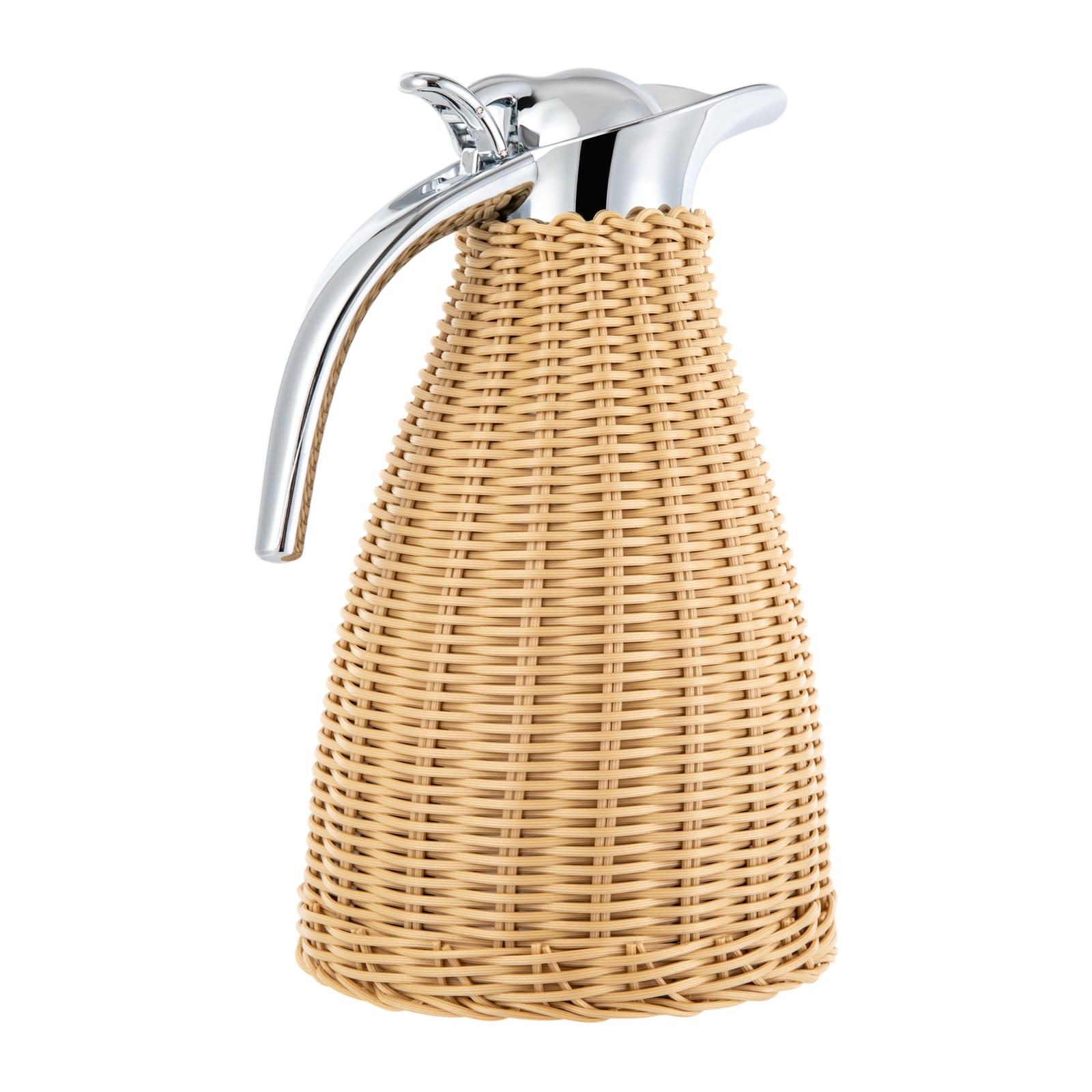 Термокувшин для кофе из нержавеющей стали, Двустенный вакуумный кувшин, Термокувшин с ротанговым покрытием United States