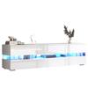 Moderner weißer High-Gloss TV-Schrank, 160x39x45 cm, LED-Beleuchtung, 2 Türen, 1 Schublade, Offenes Fach, 70-Zoll-Fernseher, Acrylglas-Einsatz, Push-to-Open