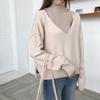 Two-piece Straight Half-high Collar Bottoming Sweater Female Commuter V-neck Loose Long Sleeve Sweater Sweater Women Sets Spring