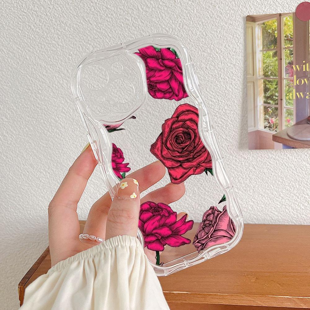 LZ16 flower Clear Soft Wave ტელეფონის ქეისები Xiaomi 11 Lite Redmi Note 13 12 8 Pro 9 12C A3 Infinix Smart 8 Tecno Protection უკანა ყდა