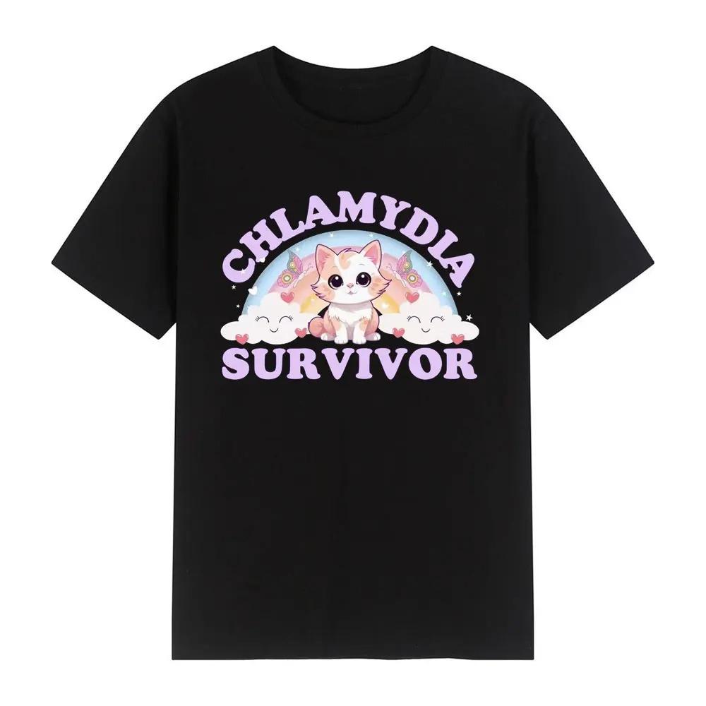 Survivor T Shirt Funny Cat Meme Womens T-shirt WomanCasual  Simple T-shirts  Top - Men s Summer Cotton Graphic Tee S разноцветный