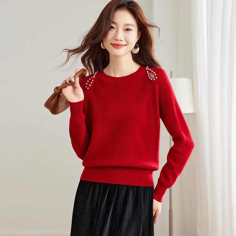 Srcr Women's Bead-Embellished 100% Wool Knit Sweater