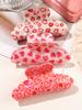 Valentine's Day Half Round Thick Hair Clips,Women's Hair Clips with Red Heart Pattern, Non-Slip Hair Clips Valentine's Day Gift