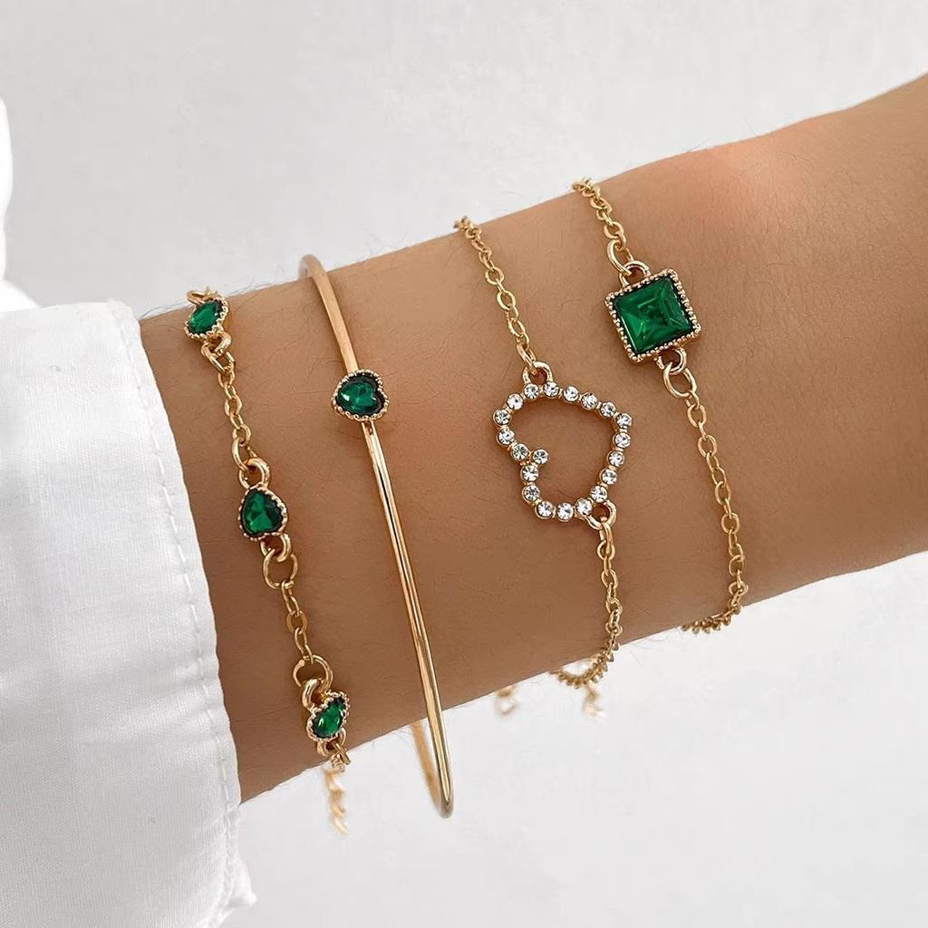 6pcs/sets Trendy Ins Flower Tassel Round Bead Bracelets for Women Charm Leaf Geometric Shape Adjustable Bracelet Jewelry Gift