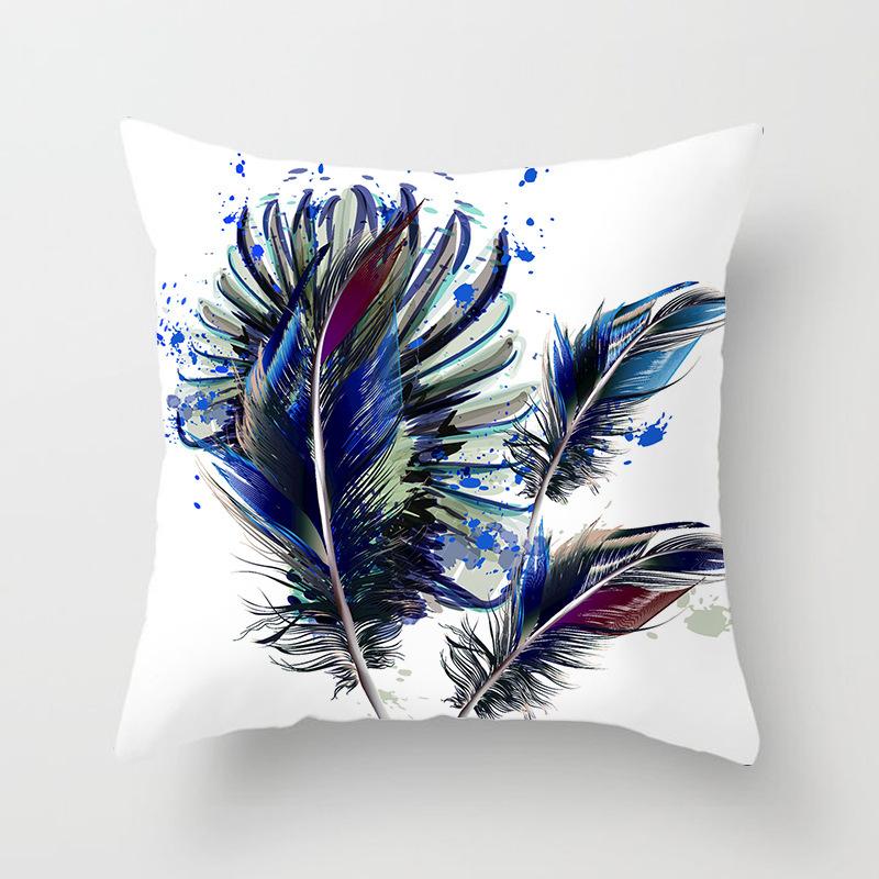 Home Decor Colorful Feather Patterns Pillowcase for Home Pattern Cushion Cover Suitable for Sofa Bedroom Car Pillow Cover