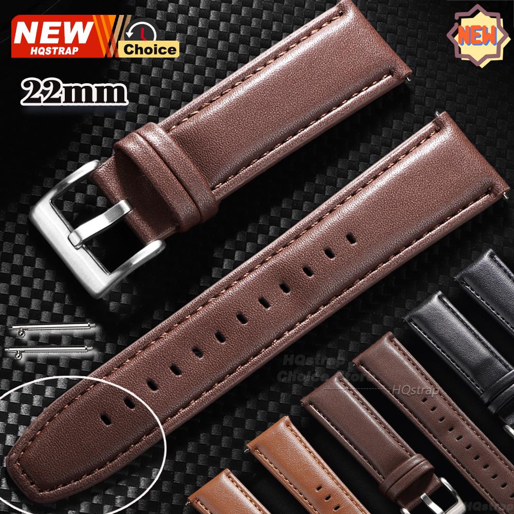 22mm Black Brown Strap Universal Replacement Belt Smarwatch Leather Band Women Men Wristband for Huawei Watchbands Quick Release