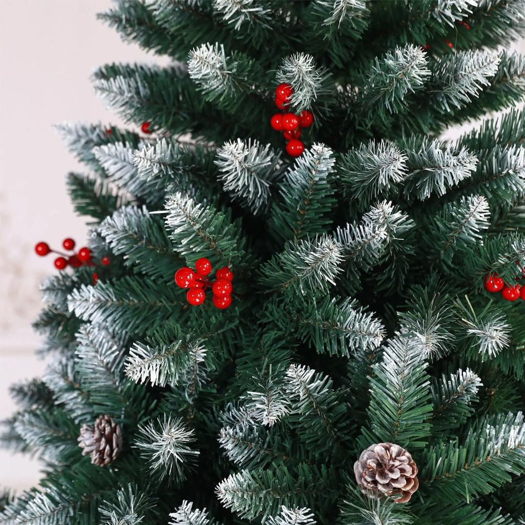 PVC Red Fruit Pine Cone Pointed Spray White Christmas Tree 2.1 Christmas Outdoor Supermarket Indoor Decoration Simulation Tree