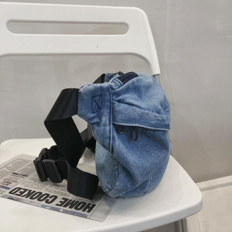 Student's Large Capacity Denim Chest Bag Women's Crossbody Bag Waist Bag