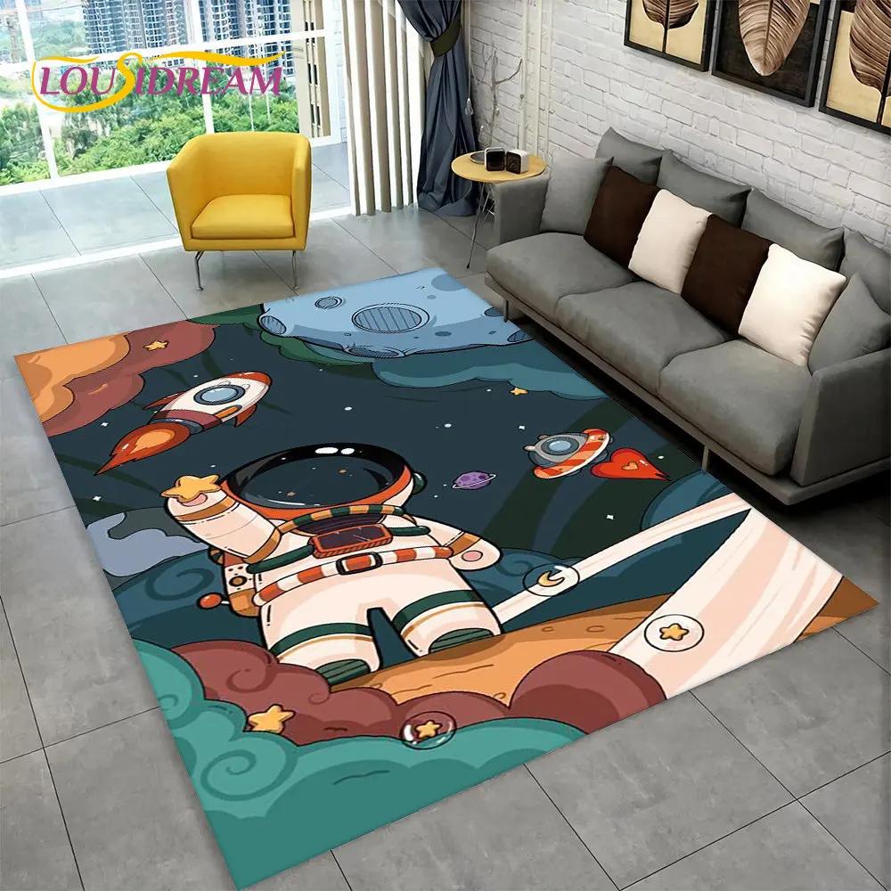 Dywanik z kreskówkowym astronautą kosmicznym 3D, Dywanik do domu, salonu, pokoju dziecięcego, pod sofę, wycieraczka, Mata podłogowa dla dzieci antypoślizgowa