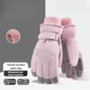 Fleece Lined Winter Skiing Gloves Anti-slip Waterproof Warm Riding Gloves Windproof Touchscreen Cycling Mitten for Women