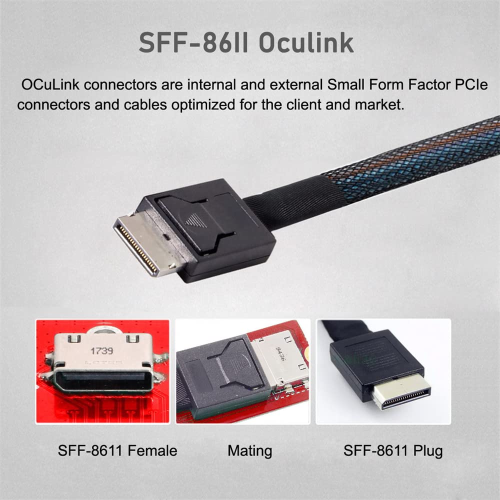 NFHK PCI-Express 4.0 Slimline SAS SFF-8654 To Oculink SFF-8611 SFF-8612 PCBA Female Adapter with Bracket