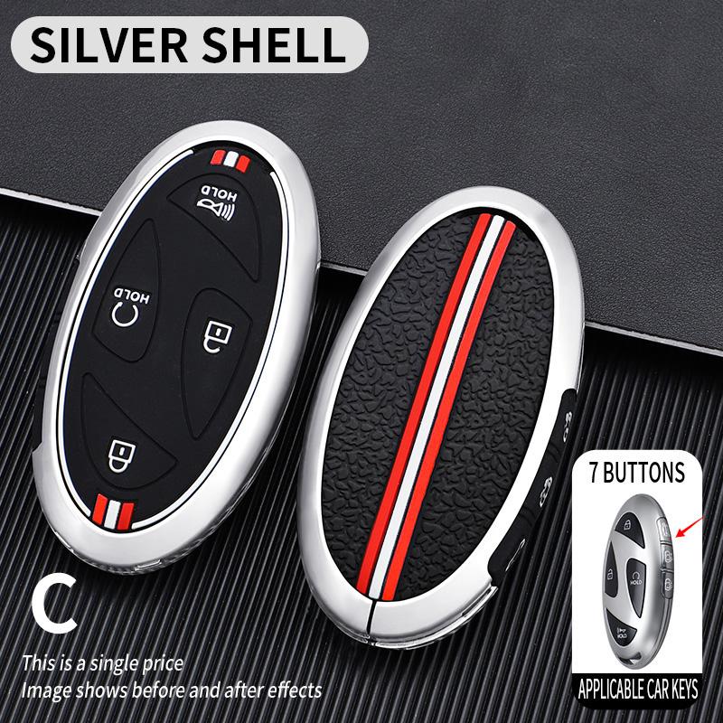 5 7 Buttons Zinc Alloy + Silicone Car Key Case Cover For Hyundai Kona Ev Grandeur GN7 IONIQ 6 2025 2025 Remote Key Protect Shell