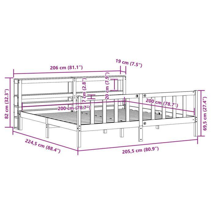 VidaXL Bed Frames and Headboard Wax Brown 200x200 Cm Pine Wood, Bed, Solid Wood Bed Frame, Bedroom Furniture To 3305783