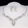 Kvinnor Elegant Faux Pearl Rhinestone lämnar halsband örhängen Bröllop smycken Set