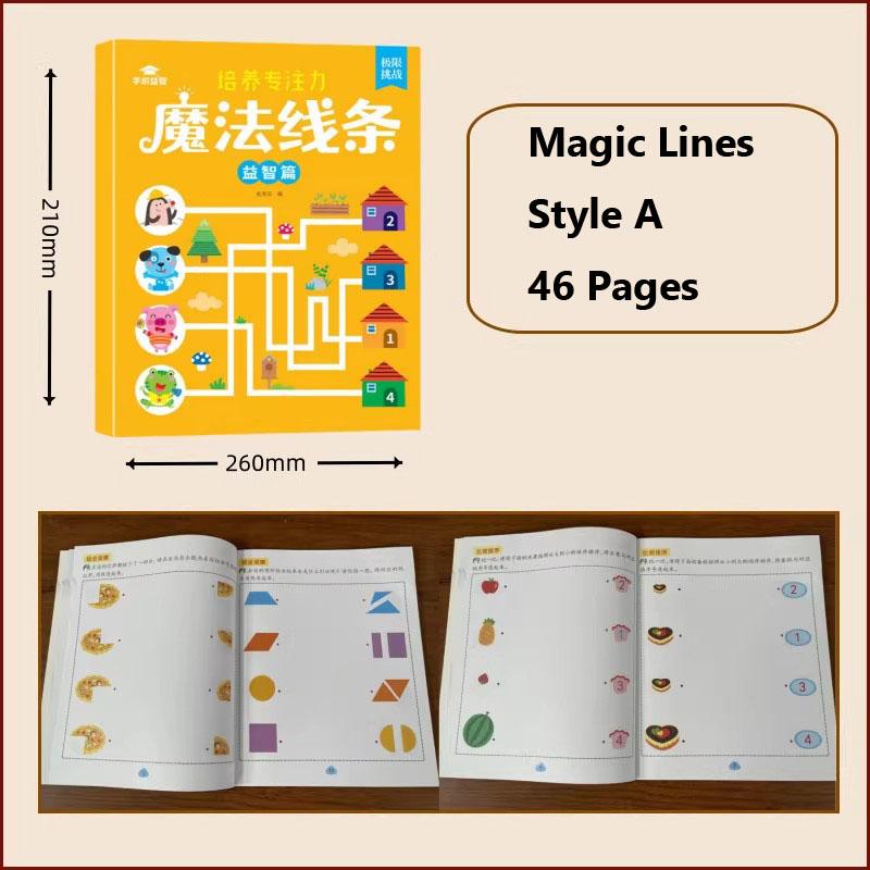 Kids Magic Line Drawing Book, 46 Pages Connect Dots Activity Workbook, Fun Way To Build Concentration & Hand-Eye Coordination