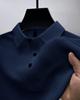 New High-end Fabric Fashion Casual Mesh Ice Silk Short Sleeve Lapel T-shirt Men's Summer Solid Color Comfortable Knit Polo Shirt