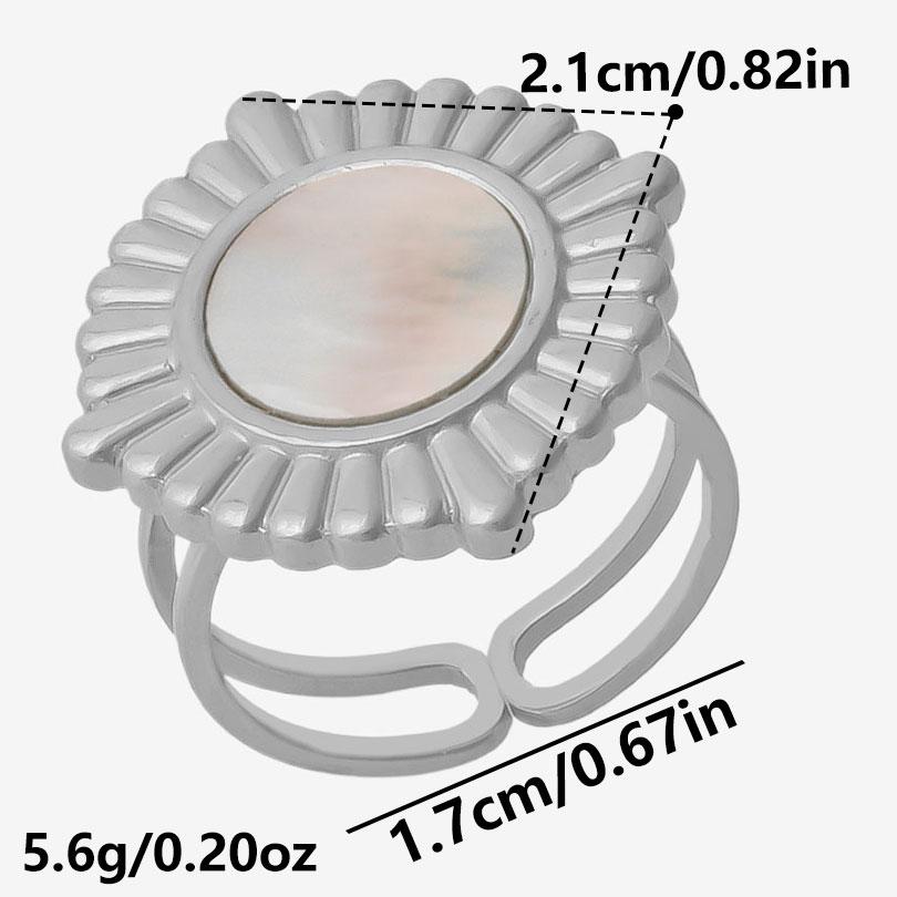 Exquisite White Shell Ring Silver Color Finger Jewelry Stainless Steel Rings For Women Men Accessories Beach Anillos Mujer Gift