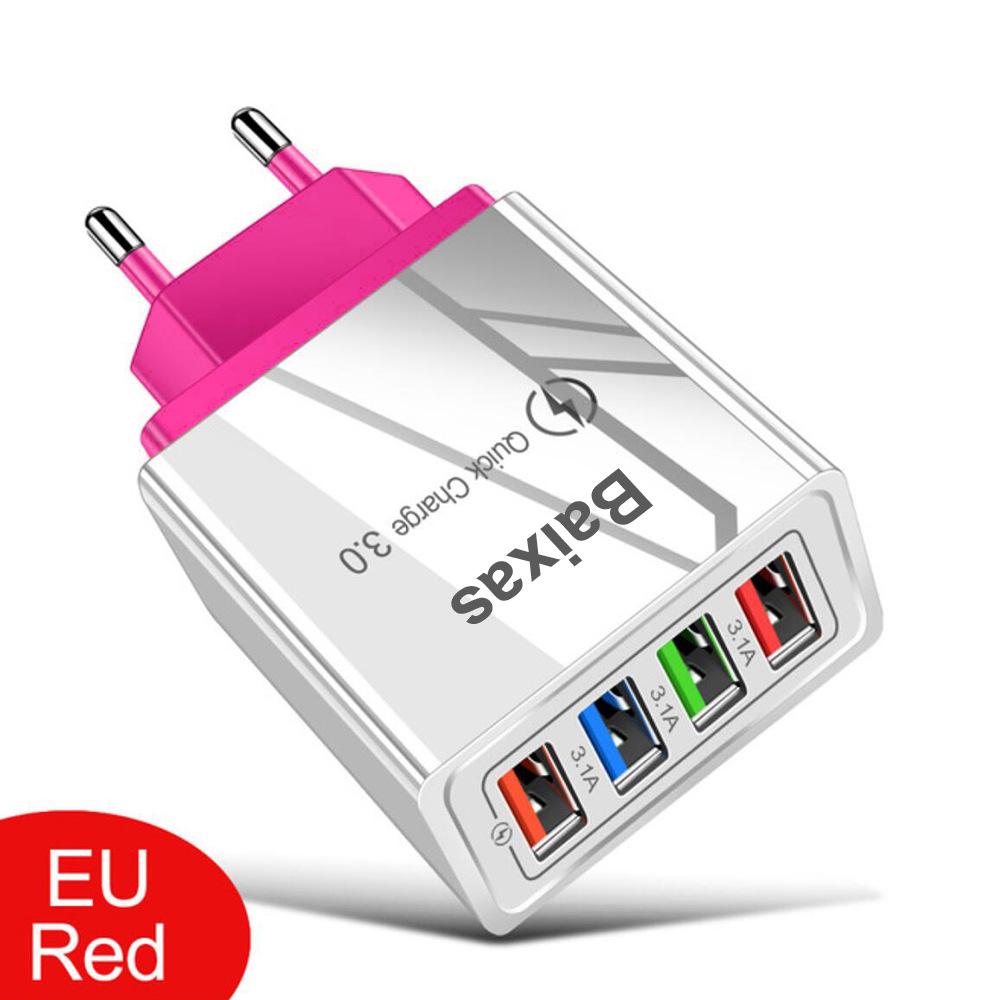 4-Port USB Mobile Charger (US/EU Standard), 3A Tablet Travel Charging Head
