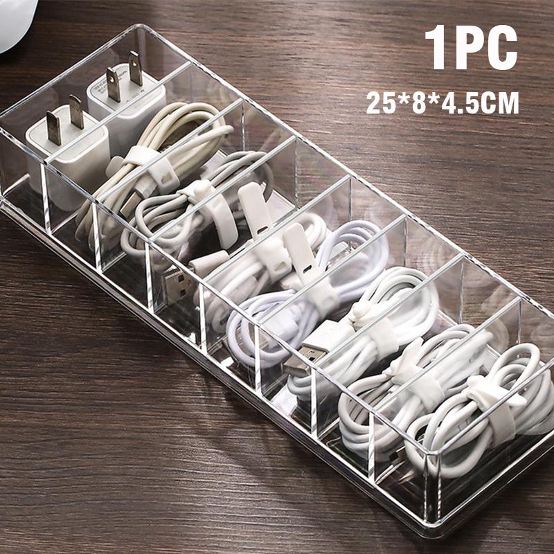 Transparente Kunststoff-Datenleitungs-Aufbewahrungsbox, Bürobedarfs-Organizer, Kabel-Schreibtisch-Schreibwaren-Make-up-Aufbewahrungsbehälter