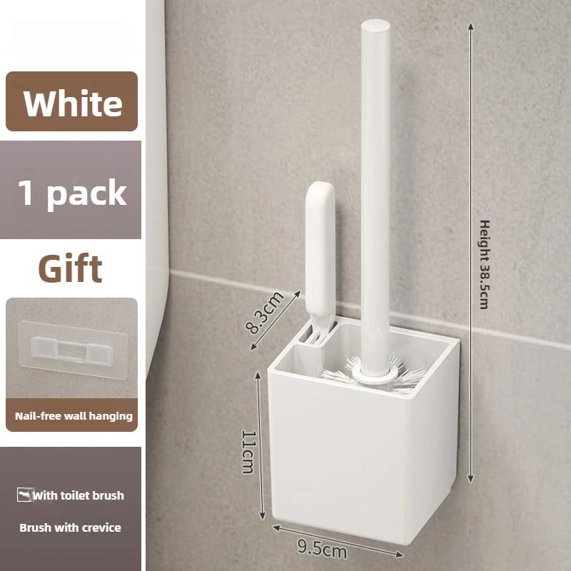 Space-Saving Toilet Brush Kit-360° Spin Silicone Brush Head & Wall-Mounted Holder | Resistant Bathroom Accessories for Household