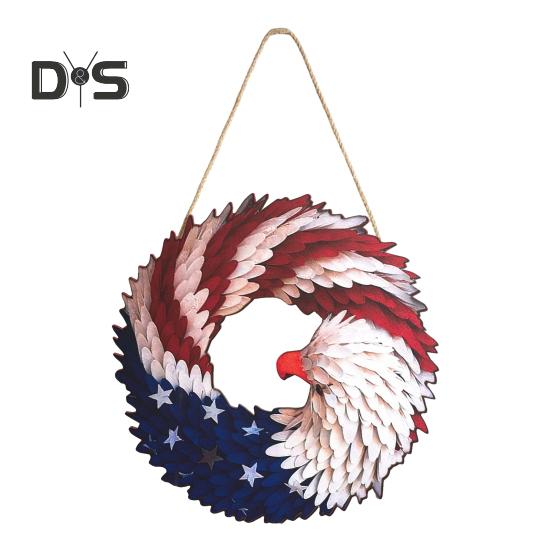 

Обновленный венок с крыльями на День независимости, украшение с тесьмой, легко повесить, водонепроницаемый дверной знак, украшение на входную дверь 40cm