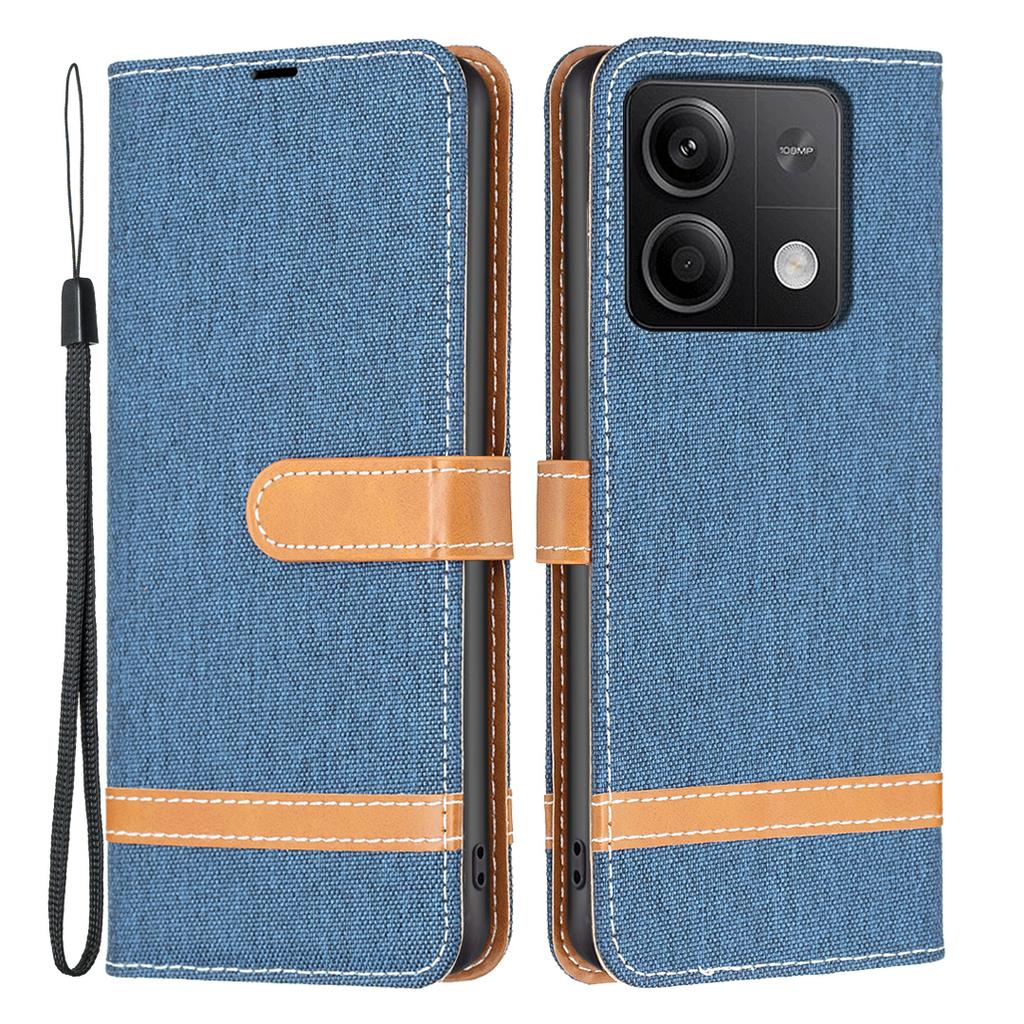 Für Xiaomi Redmi Note 13 5G Leder Handytasche Brieftasche Abdeckung Jeans Tuch Spleißen