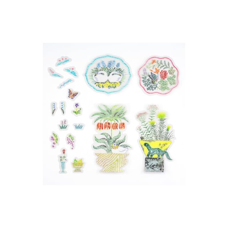 Hobonichi Techo Iyo Okumi/Transparenter Stickerei-Aufkleber-Set Mein Garten Planer Zubehör