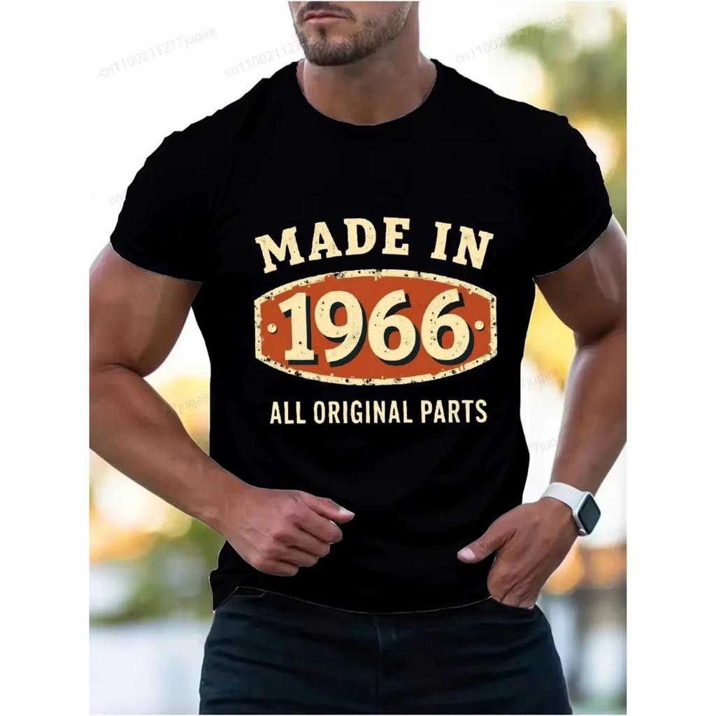 Made in 1966 All Original Parts Print Vintage T-Shirts for Men Women Summer Fashion Tees Short Sleeve T-Shirt T Shirts Clothing