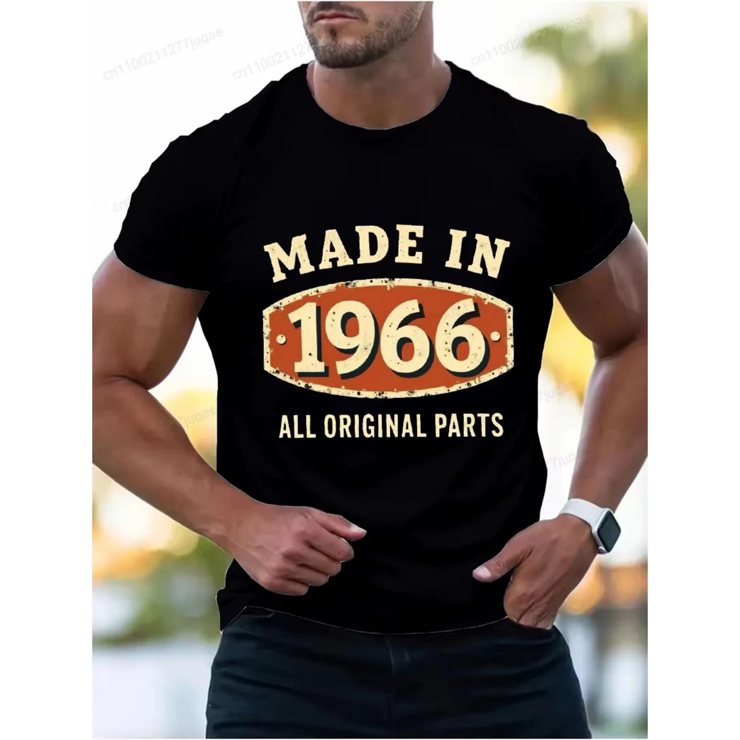 

Made in 1966 All Original Parts Print Vintage T-Shirts for Men Women Summer Fashion Tees Short Sleeve T-Shirt T Shirts Clothing S разноцветный