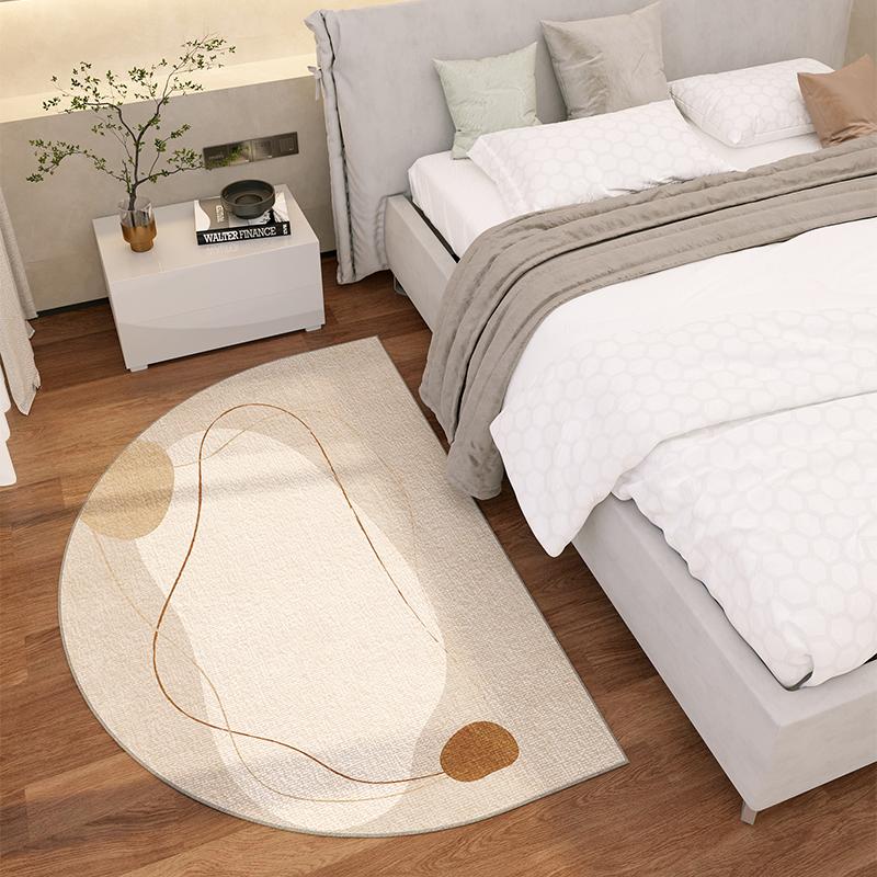 Enkla Linjer Halvcirkelformad Matta Hållbar Och Lätt Att Rengöra Hem Sovrum Sängmatta Entré Dörrmatta Heminredning